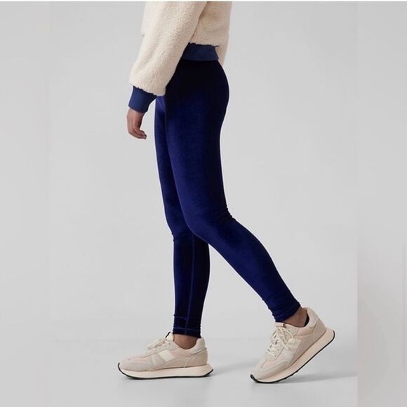 Athleta Girl High Rise Chit Chat Velvet Blue Tight size Large/12 - Picture 2 of 8